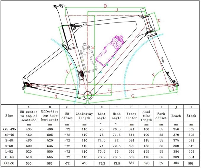 Road Bike Frameset 700C Carbon Racing Frame with Fork Handlebar Thru Axle Disc Brake Frame 43.5/46/48/50/52/54/56cm Lightweight Internal Routing(46CM)