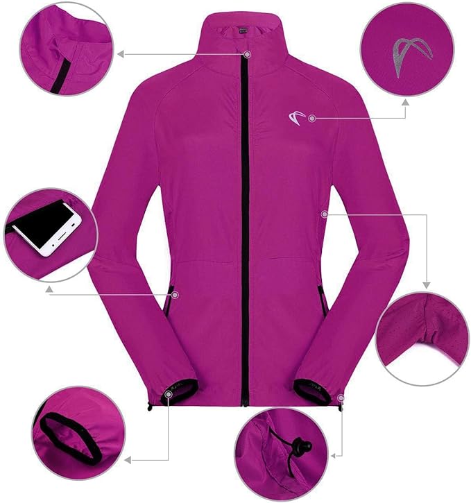 Women's Packable Windbreaker Jacket Resistant Convertible Cycling Running Jacket Lightweight Windproof Water