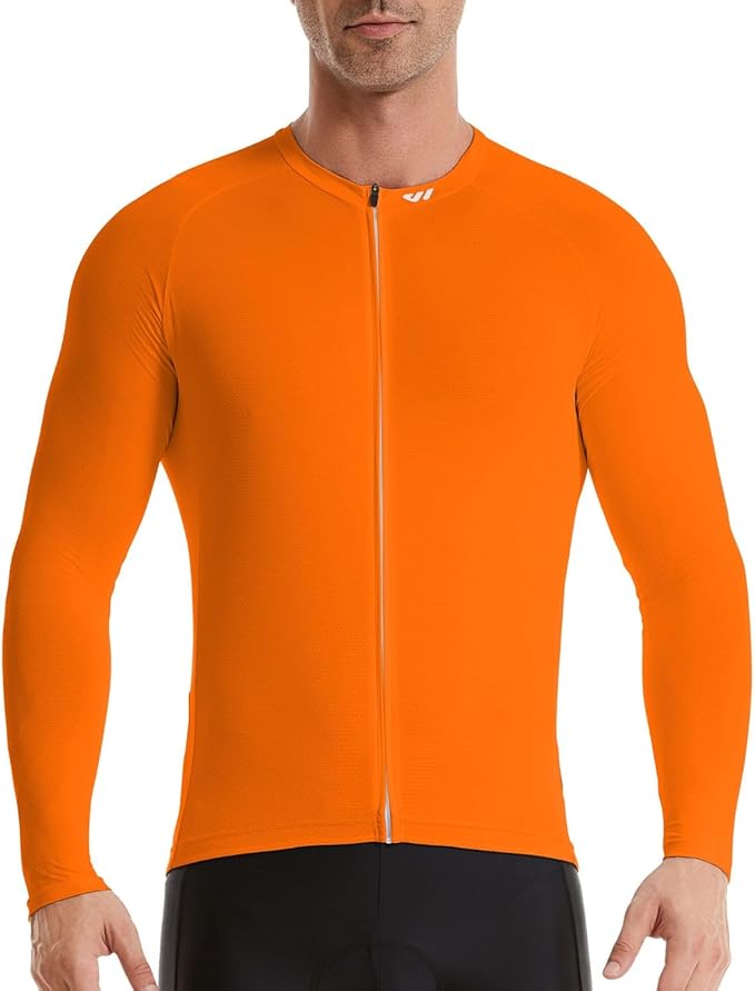Men's Cycling Jerseys Long Sleeve Bike Biking Shirts Full Zip with Pockets Road Bicycle Clothing