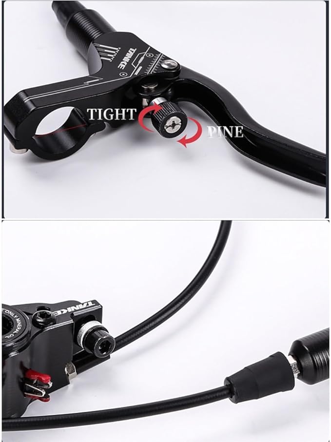 FukkeR Bicycles Mechanical Left Rear Disc Brakes Kit 1250mm Mountain Bikes Aluminum Alloy Hydraulic Disc Brake Set with is/PM Adapter Fit Mountain Bikes XC Trail Fat Bikes