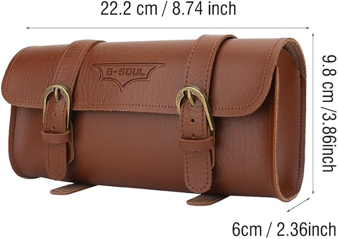 Handcrafted Leather Bag, Retro Front Bag, Quick Release Cycling Rear Storage Pouch Saddle Bag for Storing Cellphone, Purse, Keys, Make Your Special