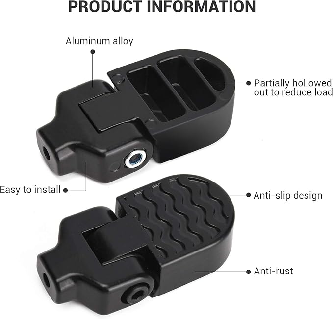 TOBWOLF 1 Pair Mini Bike Rear Pedals, 3.1x1.6 in / 8x4cm Aluminium Alloy Folding Bike Pegs, Non-Slip Bicycle Footrests, Foot Plates Pedals for Folding Mountain Bike, Foldable Bicycle