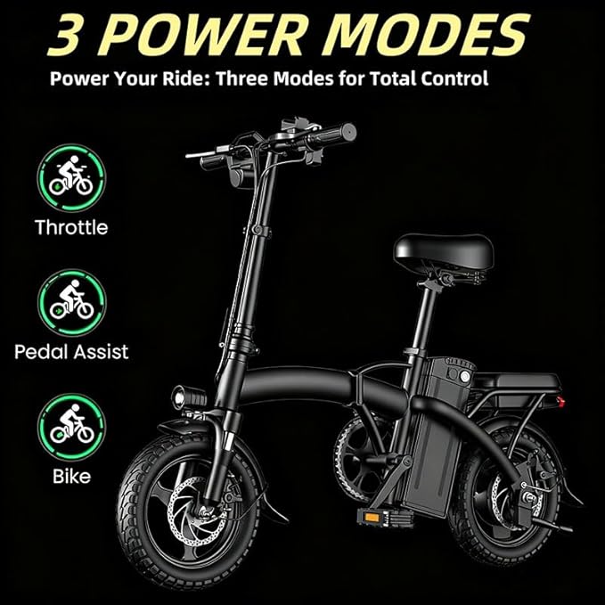 14" Commuter E-Bike for Adults, 500W Folding Electric Bike Up to 25MPh & 35-Mile Range, 48V12AH Removable Battery, Ul 2849 Certified Compact Electric Bicycle