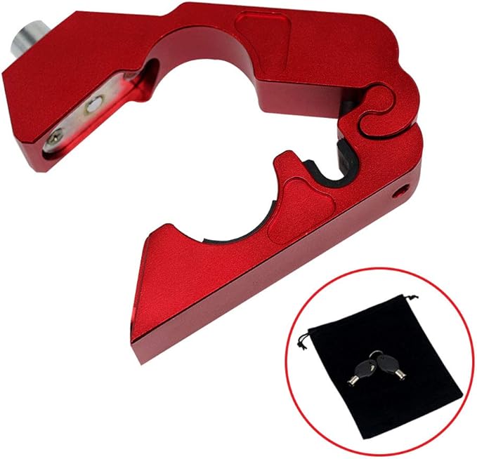 Xboken Motorcycle Lock,Heavy Duty Anti Theft Grip-Lock,Adjustable Security Locks for Throttle & Brake Handlebar,Locks Front Brake & Clutch on Motorcycles Mopeds Motorbikes Scooters ATVs Dirt Bike Red