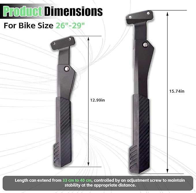 Heavy Duty Bike Kickstand, 2 Holes Rear Mount 24-29 Inch Aluminum Bicycle Kick Stand with Non-Slip Base, 176LBS Max Load for Mountain Bike, E-Bike, Road Bike