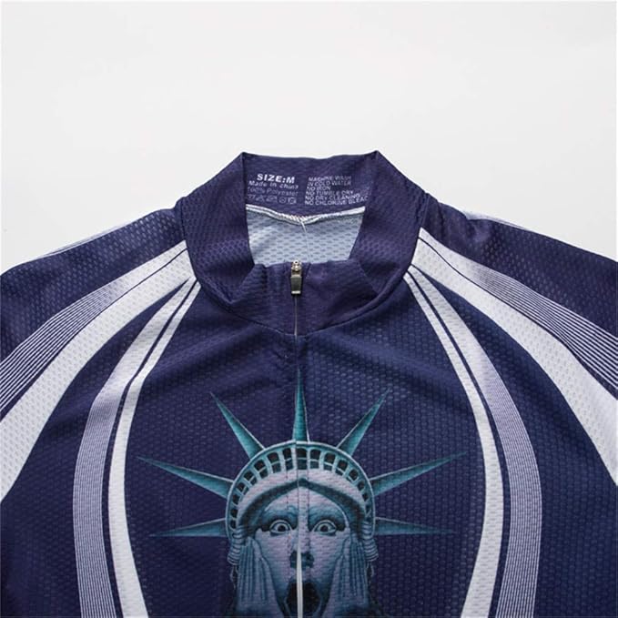 JPOJPO USA Cycling Jersey Men Short Sleeve Bike Shirts Biking Jersey Summer American Bicycle Tops with 3 Pockets Reflective
