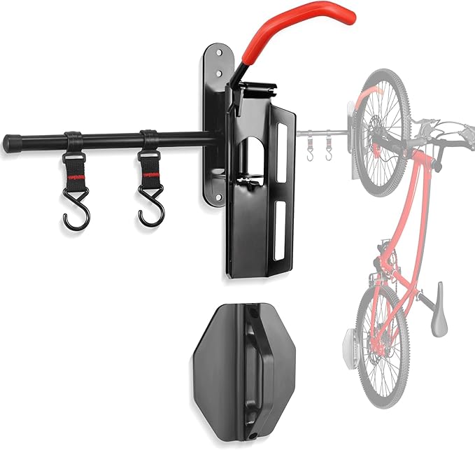 Bike Storage Rack Wall Mount,Swivel Vertical Mountain Road Bike Rack Hanger For Garage Indoor Use,Heavy Duty Metal Bicycle Storage Rack Holder Space Saving W/Extendable Storage Hook,Holds Up to 77lbs