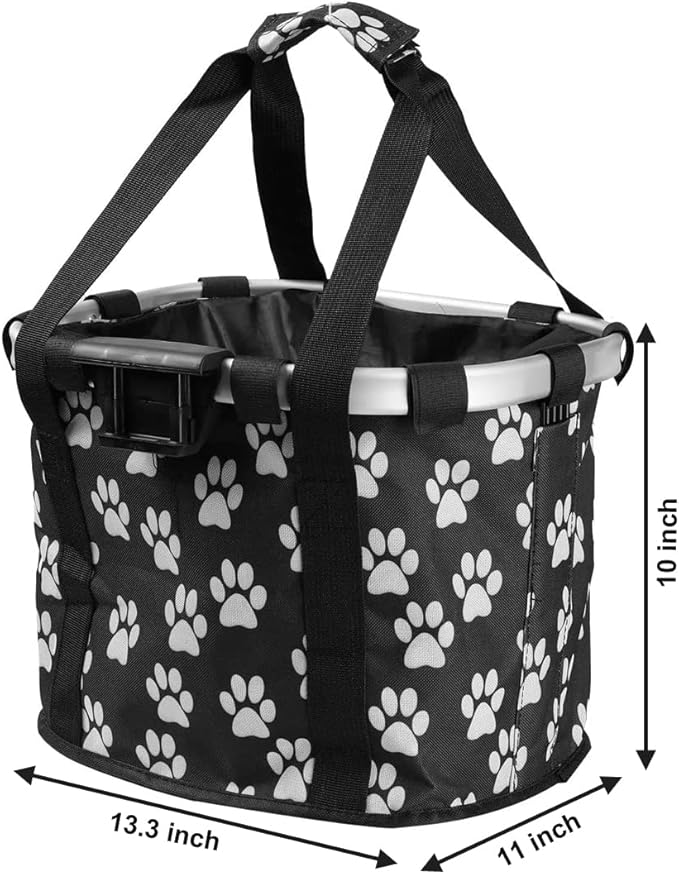 Detachable Bike Basket, Dog Cat Bicycle Handlebar Front Bag Pet Carrier with 5 FT Dog Leash for Cycling, Shopping, Picnic, and Outdoor