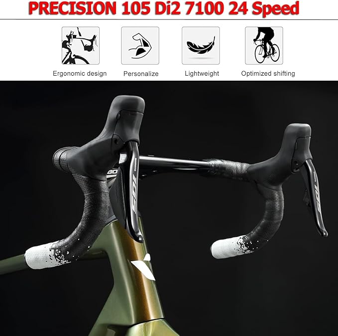 KABON Carbon Road Bike, 700C Carbon Fiber Frame Road Bike 24S Shifting Road Bicycle with 105 Di2 7170 Groupset Disc Brake Race Bikes for Adults