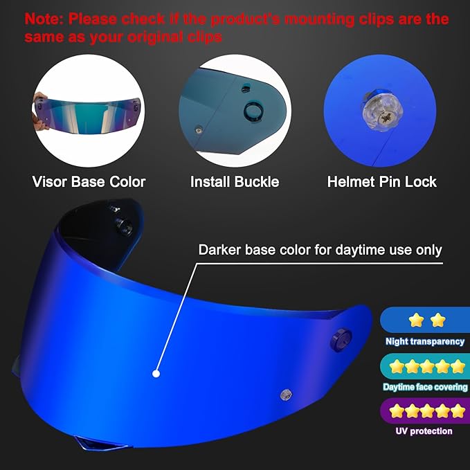 PSLER i90 Visor - HJ-33 Helmet Tinted Visor i90 Face Shield Motorcycle Helmet Visor for i90 HJ-33,Deep Blue