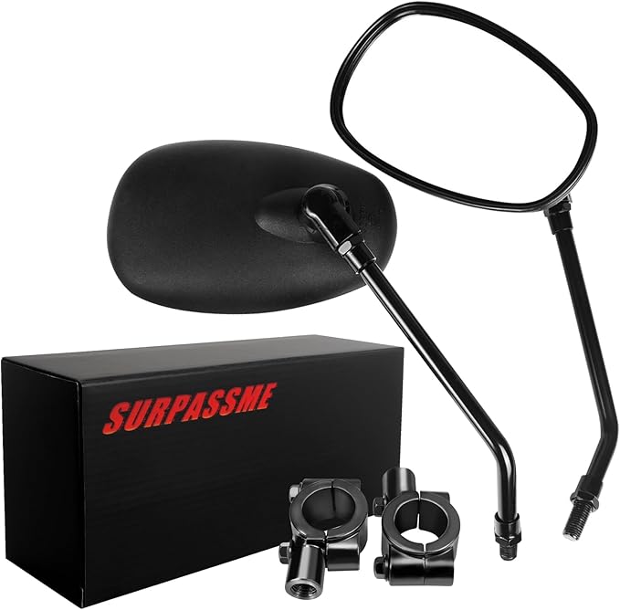 Universal Motorcycle Mirrors Black Rearview Mirrors with 7/8” Handle Bar Mount For Bike, Motorcycle