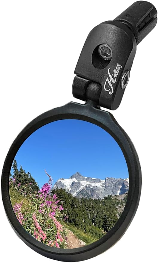 Hafny Bar End Bike Mirror, HD, Blast-Resistant, Glass Mirror, HF-MR090, HF-M951-FR03, HF-M952-FR03 (Anti-glare Blue Glass, 62mm)
