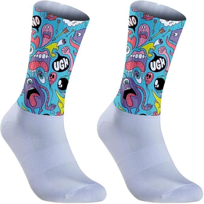 Cycling Socks Athletic Crew Socks Breathable Cushioned Compression Running Hiking Socks For Mens Womens