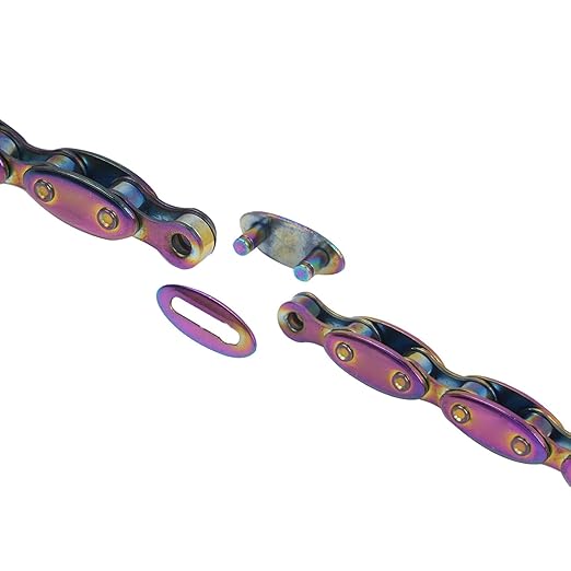 Bike Chain, Single Speed Cycling Bicycle Chain Unbeatable Strength & Rainbow 100 Links Chains 1/2" x 1/8" 1 Speed with Connector for Fixed Gear BMX Commuter Bikes Beach Cruiser MTB