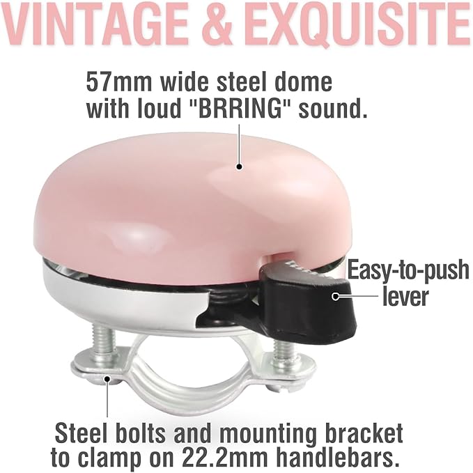 MARQUE Beach Cruiser Bike Bell – Classic Bicycle Bell Design for Adults and Kids with Traditional Ring Sound