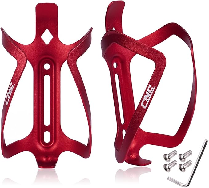 CNC Bike Water Bottle Holder, 2-Pack Bicycle Water Bottle Cage for Road Bike/Mountain Bike，red