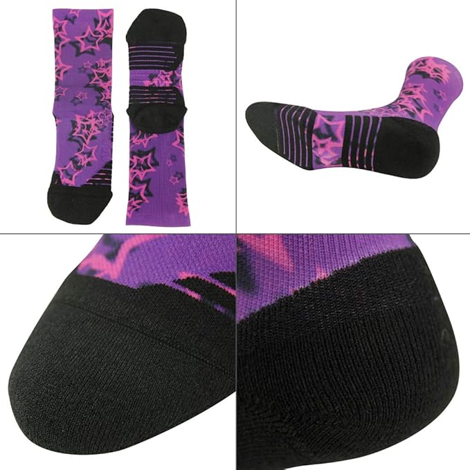 HUSO Cycling Socks for Men Women, Novelty Bike Socks Fun Running Basketball Athletic Crew Socks 3, 4, 7 Pairs
