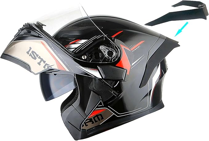 1Storm Motorcycle Modular Full Face Flip up Dual Visor Helmet + Spoiler: HB89 Storm Red