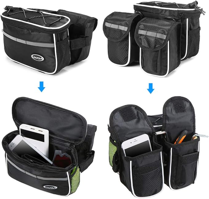 bike top tube bag, Cycling Bike Top Tube Bag with Rain Cover Waterproof Mountain Bicycle Front Frame Pannier Bag Pack