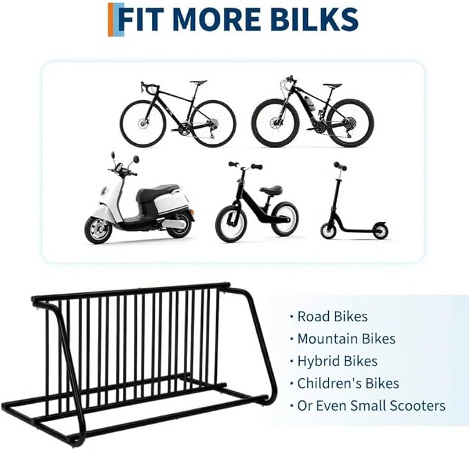 10-Bike Commercial Floor Rack, Heavy Duty Powder-Coated Steel Grid Organizer, Freestanding Double-Sided Storage for Garages/Storefronts/Schools