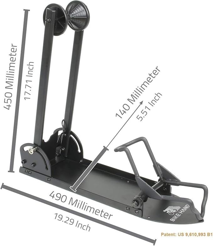 BikeHand Bicycle Floor Parking Rack Stand - for Mountain MTB & Road Bikes Indoor Outdoor Garage Storage - Floor Mounted Classic Rack or for Fat Bike Rack - Max Tire Width 2.4"