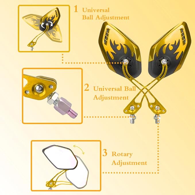 Bicycle Mirrors for Handlebars 2 Pack, Bike Mirrors for Electric Bike,Enhance Safety with Bicycle Mirrors Handlebar Mount,Ideal Bike Mirrors for Handlebars(Yellow)