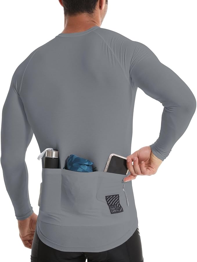 Men's Cycling Jerseys Long Sleeve Bike Biking Shirts Full Zip with Pockets Road Bicycle Clothing