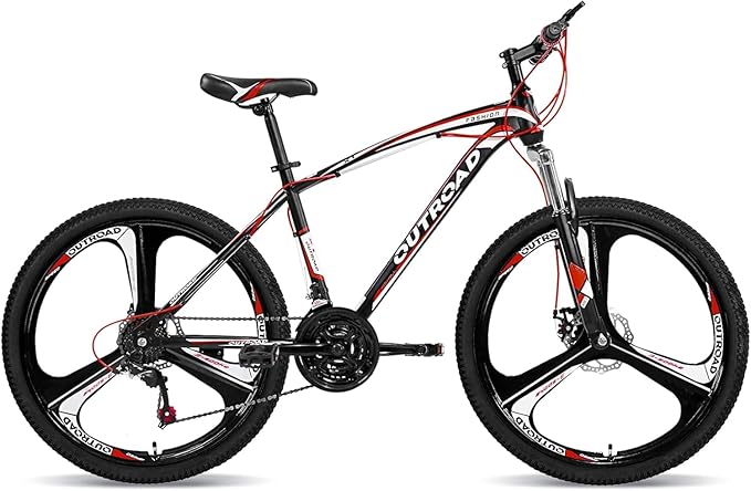 26" Mountain Bike, 7-Speed Lightweight High-Carbon Steel Frame, V Brakes & Front Suspension - Adjustable Ergonomic Seat for Men & Women(Quick Assembly, Multiple Colors)