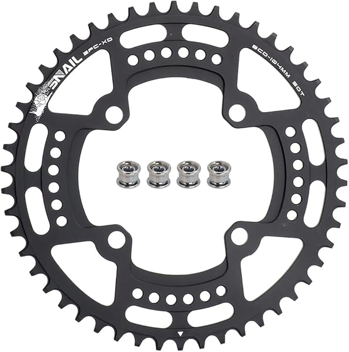 FOMTOR 104 BCD Chainring (30-52T) 7-12 Speed Compatible CNC 7075 Aluminum Narrow Wide Tooth Round Oval Chainrings for MTB/Road Bike Ebike Chainwheel Black/Red