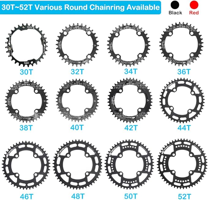 CYSKY 104 BCD Chainring 30T to 52T Narrow Wide Chainring with Sprocket Bolts for 1x Set-up Road Bike Mountain Bike BMX MTB Gravel Ebike