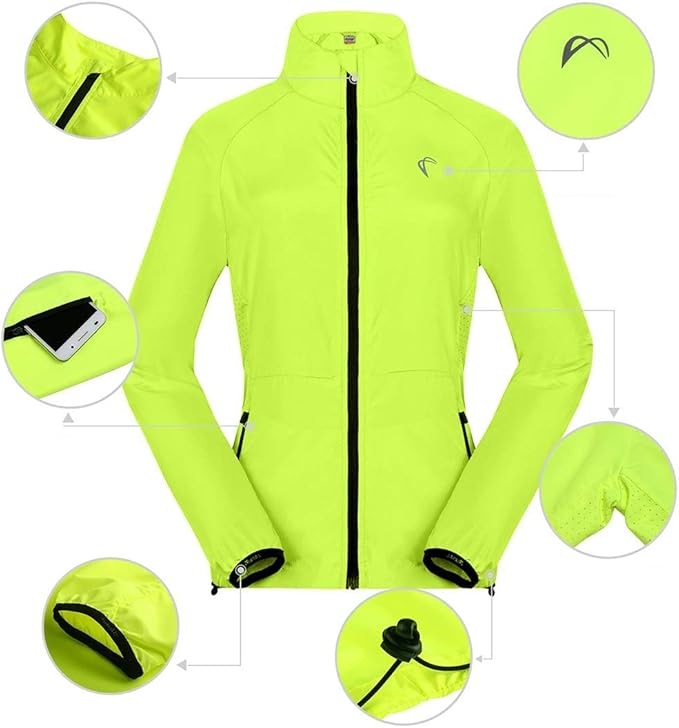 Women's Packable Windbreaker Jacket Resistant Convertible Cycling Running Jacket Lightweight Windproof Water