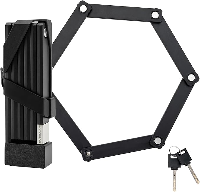 ROCKBROS Folding Bike Lock, Bicycle Lock Heavy Duty Anti Theft, Bike Locks with Mounting Bracket, Durable Alloy Scooter Lock,67 cm/26 inches