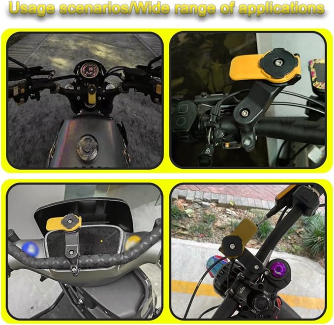 Motorcycle Phone Mount, Motorcycle Handlebar Mount,Bike Phone Holder for Bicycle,Smartphones Holder Strong Material 360° Rotating, Suitable for Motorcycles and Bicycles（Yellow）