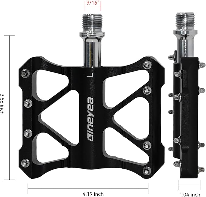 Bike Pedals, Universal Fit Bicycle Pedals Aluminum 9/16" Sealed Bearing Lightweight Wide Flat Platform for Road Mountain BMX MTB Bike