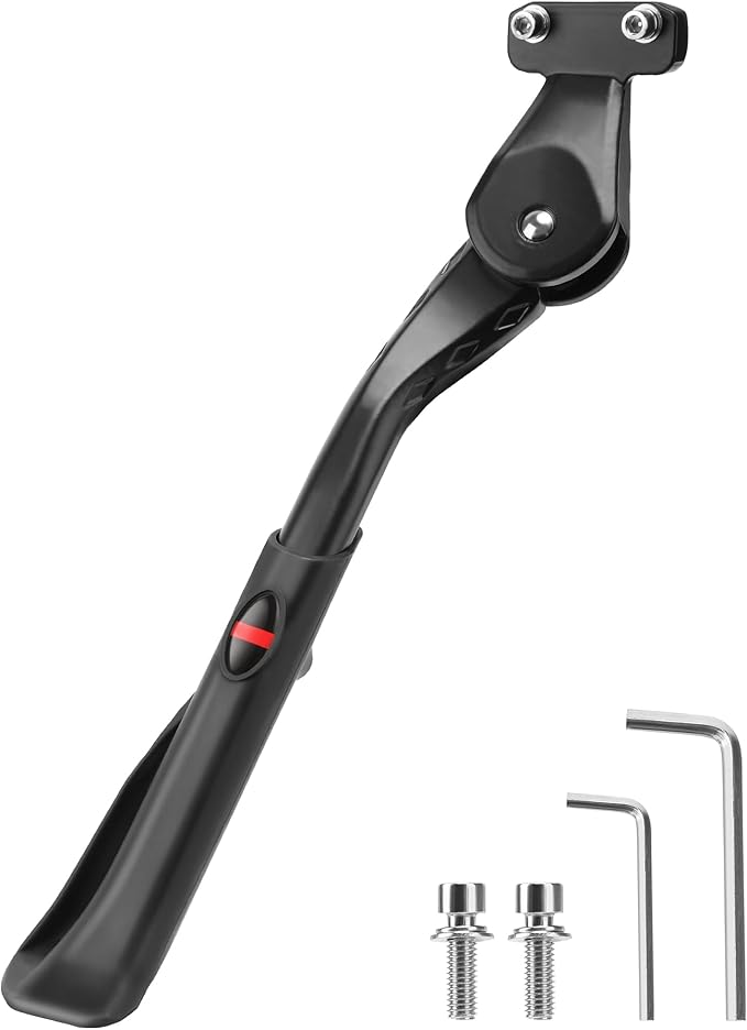 Bike Kickstand 24" to 29" Heavy Duty Adjustable Rear Mount Aluminum Alloy Bicycle Kickstand for Electric Mountain Road Adult Bikes 2 Holes