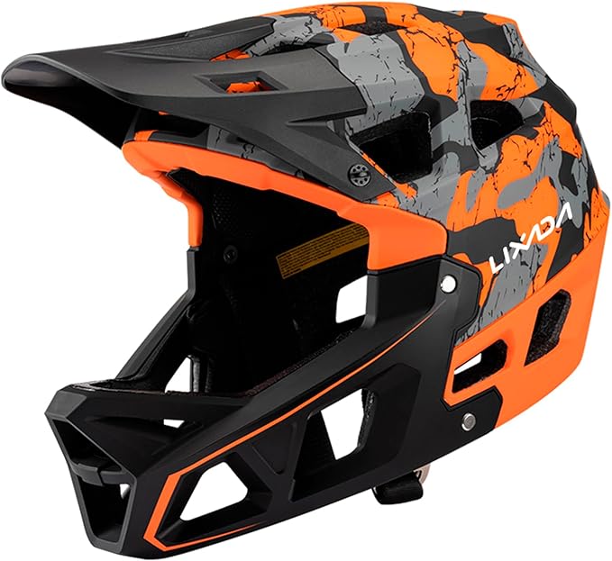 Lixada Adult Bike Helmet, Full Face Mountain Bike Helmet Lightweight Bicycle Helmet with Pads & Visor, Comfort Cycling Helmet Racing Downhill MTB Helmet for Men Women