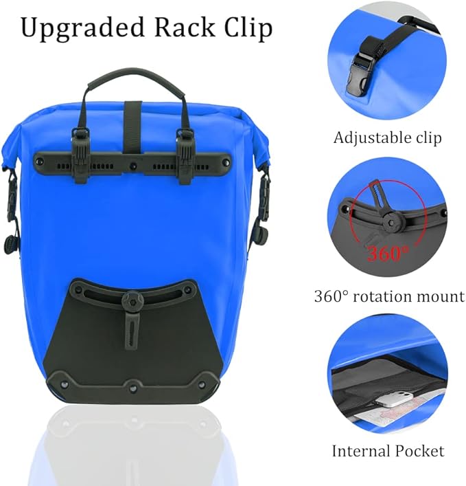 ROCKBROS Bike Panniers Waterproof Bike Rear Rack Bag Max 30L Large Capacity Bike Rear Panniers for Cycling Traveling Commuting 2 Pack