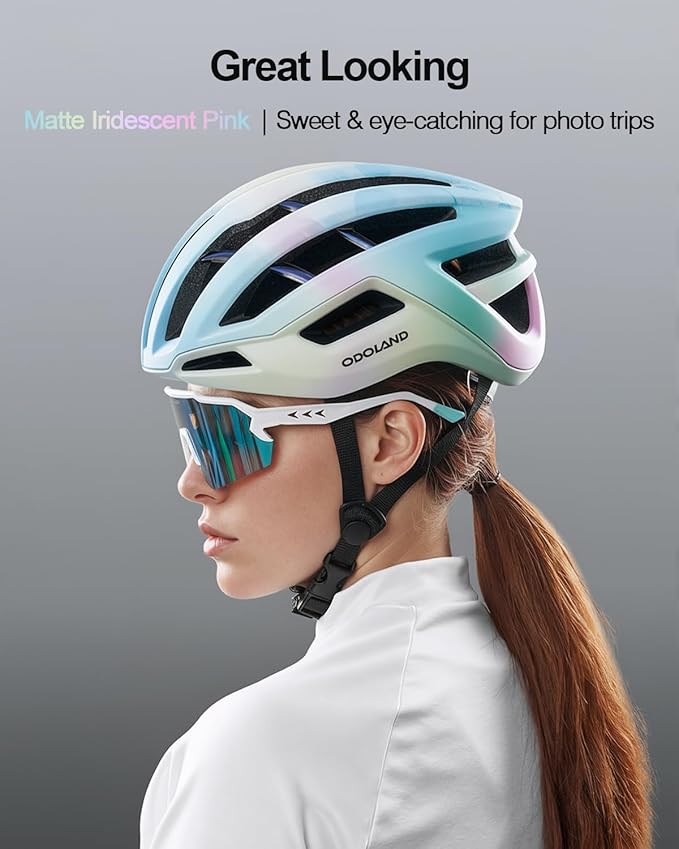 Odoland Adult Bike Helmet - Super Ventilation & Impact-Resistant Frame, Adjustable Dial System Lightweight Bicycle Helmet for Mountain, Commuting, Road Cycling