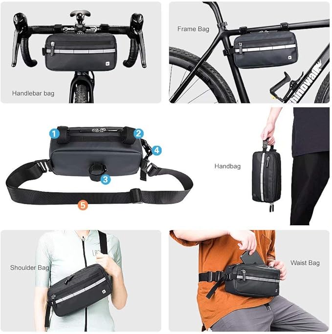 Rhinowalk Multifunction Bike Handlebar Bag Front Bag 3L Bicycle Frame Bag Waterproof Shoulder Bag Handbag Waist Bag