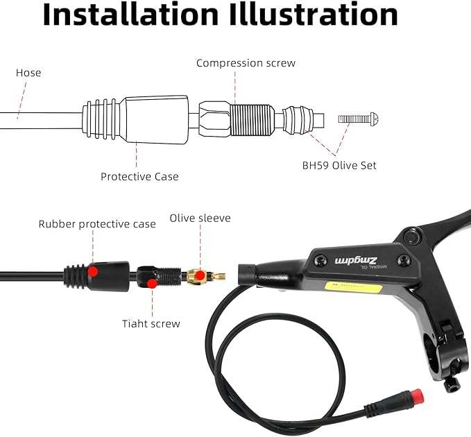 4-Pistons E-Bike Hydraulic Disc Brake Set, 2-PIN Electric Power-Off Hydraulic Brakes Set with 160mm Rotors, Pre-Bled with Mineral Oil Brakes Kit for eBike, MTB, Electric Scooters