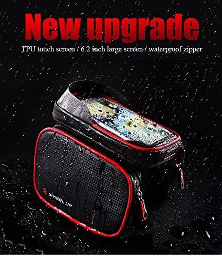 Bike Frame Bag, Bicycle Phone Mount, Waterproof Cycling Front Top Tube Pouch Pannier Bike Phone Holder Stand Cycle Crossbar Storage Bags for iPhone 14 13 12 11 Pro Max X Samsung Smartphone up to 6.7''