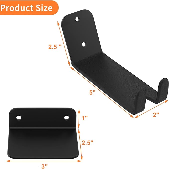 WALMANN 2 Pack Bike Pedal Hanger Wall Mount, Heavy Duty Horizontal Bike Rack for Garage Wall, Bike Display Stand for Home Holds Up to 70 LBS