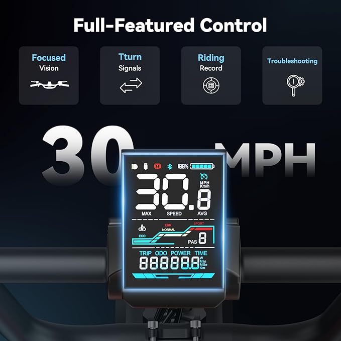 Jasion RetroVolt Electric Bike for Adults, 2000W/3000W Peak - 30/38MPH Electric Dirt Bike, 48V-52V, 13AH/20AH Battery, 70/90Miles Max Range Electric Motorcycle, 20'' X 4'' Fat Tire All-Terrain E-Bike