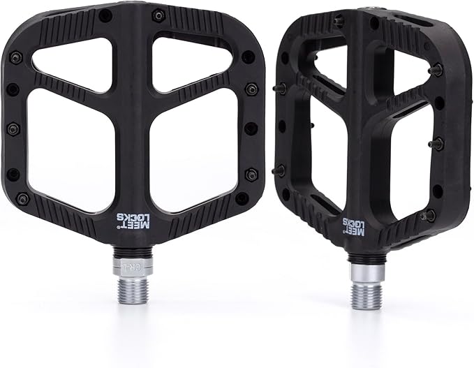 MEETLOCKS Bike Pedals,Professional MTB BMX Premium Pedals,Nylon Fiber Bicycle Lightweight Platform,9/16" Screw Thread Spindle Bike Pedals,Ultra DU/Sealed Bearings Mountain Bike Pedals(2pcs)