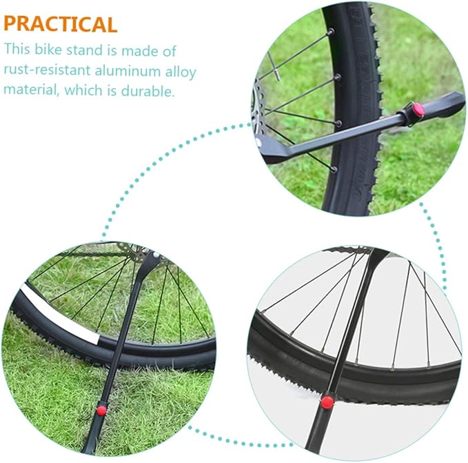 ibasenice Adjustable Bike Kickstand Aluminum Alloy Side Stand for Mountain Bikes and Kids Bicycles Easy Installation Lightweight Supports Rear Rack