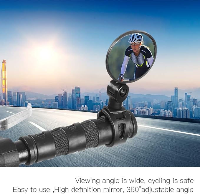 Handlebar Mirror, Rotatable Rear View Mirror, Adjustable End Mirror for Mountain Road Bike, 1 Pack