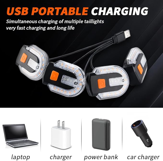 4Pcs Turn Signals for Bicycles with Alarm, USB Charging Remote Control Split/Integrated Bike Tail Light 5 Modes Waterproof Strobe Bike Rear Lights Can be Mounted on Front and Rear of Bicycle