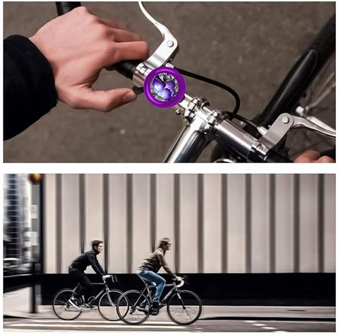 Bicycle Bell Aluminum Bike Bell Cute Loud Crisp Clear Sound Bicycle Bike Bell for Adults Kids Girls Boys 5 Colors (Butterfly)