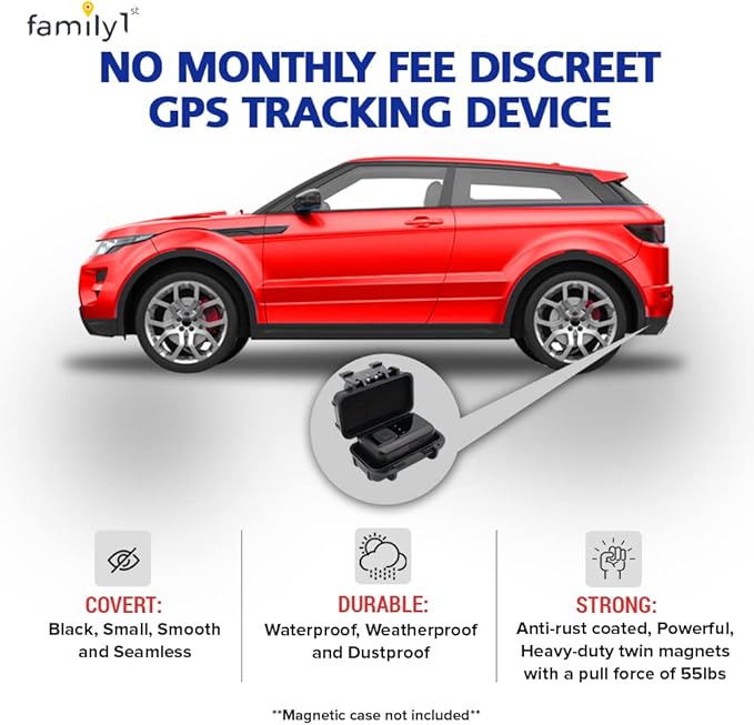 No Monthly Fee GPS Tracker - Family1st - 1 Year Subscription Included - Portable Discreet GPS Tracking Device, Compact GPS Tracker for Cars, Vehicles, Kids, Elderly, Teens