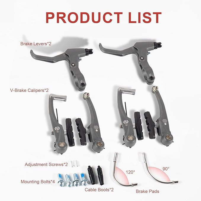Chooee Linear Mountain Bike V-Brake Set Front and Rear Bicycle V Brakes CHVB001
